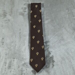 Vintage Briar Tie Mens Rams Head Wildlife Outdoor Horns England Silk 60s